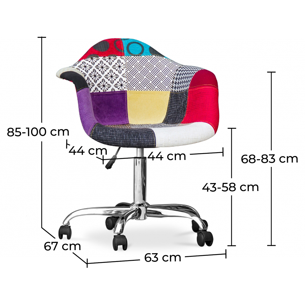 Chaise de bureau avec accoudoirs - Chaise de bureau à roulettes - Tapissée en patchwork - Ray image 10