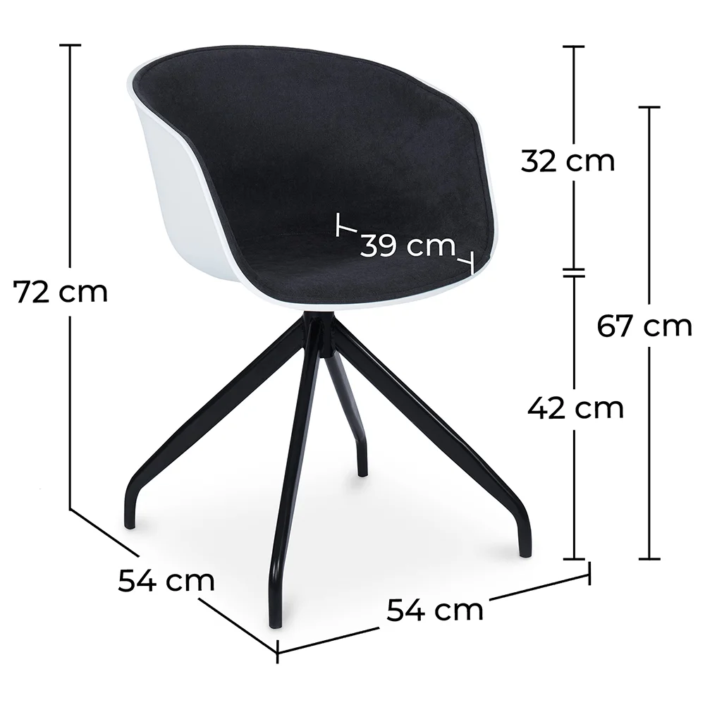 Chaise de bureau tapissée avec accoudoirs - Chaise de bureau noire et blanche - Jodie image 10