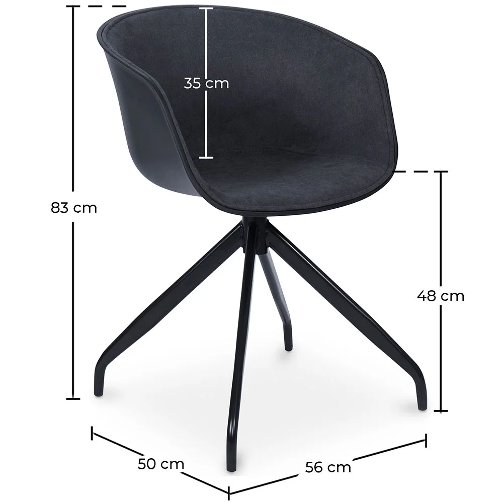 Chaise de bureau avec accoudoirs - Chaise de bureau design noire - Jodie image 10
