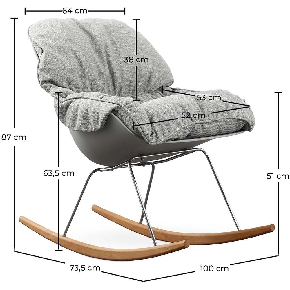 Chaise à Bascule Rembourrée - Design Scandinave - Ruma image 10