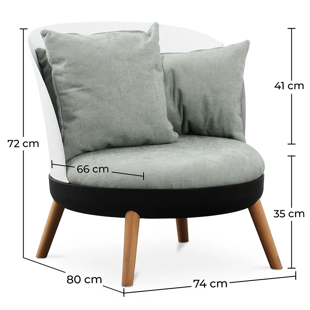 Fauteuil rond - Revêtu de lin - Design scandinave - Bella image 10