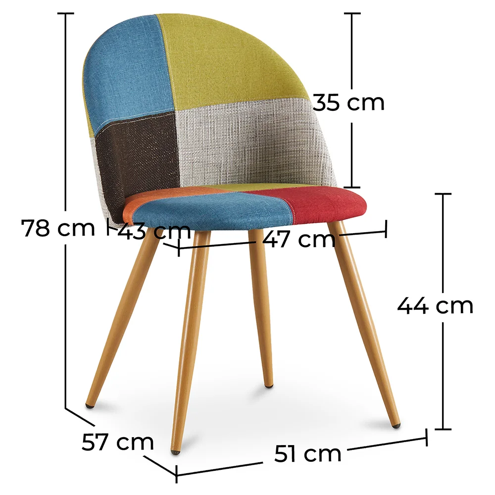 Chaise de salle à manger tapissée en patchwork - Style scandinave - Simona image 10