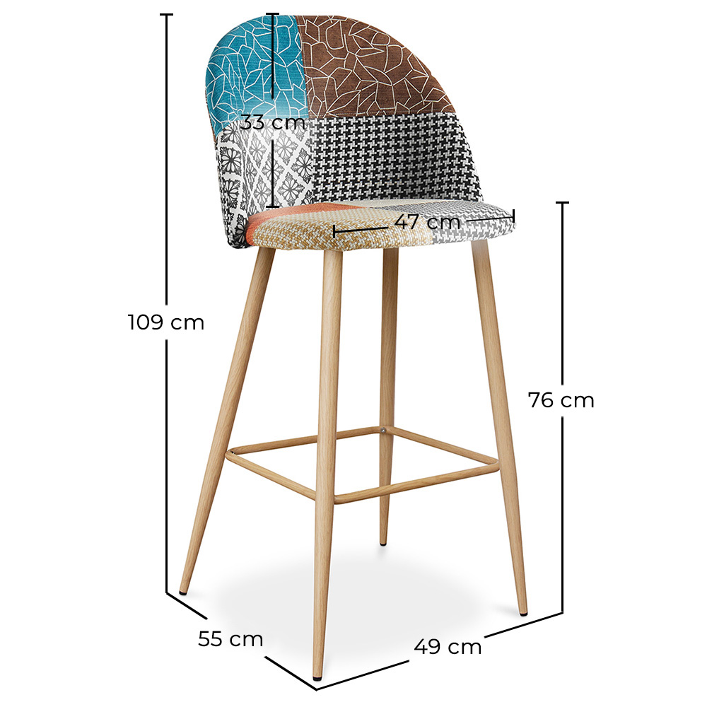 Tabouret Rembourré en Patchwork - Style Scandinave - Evelyne  image 10