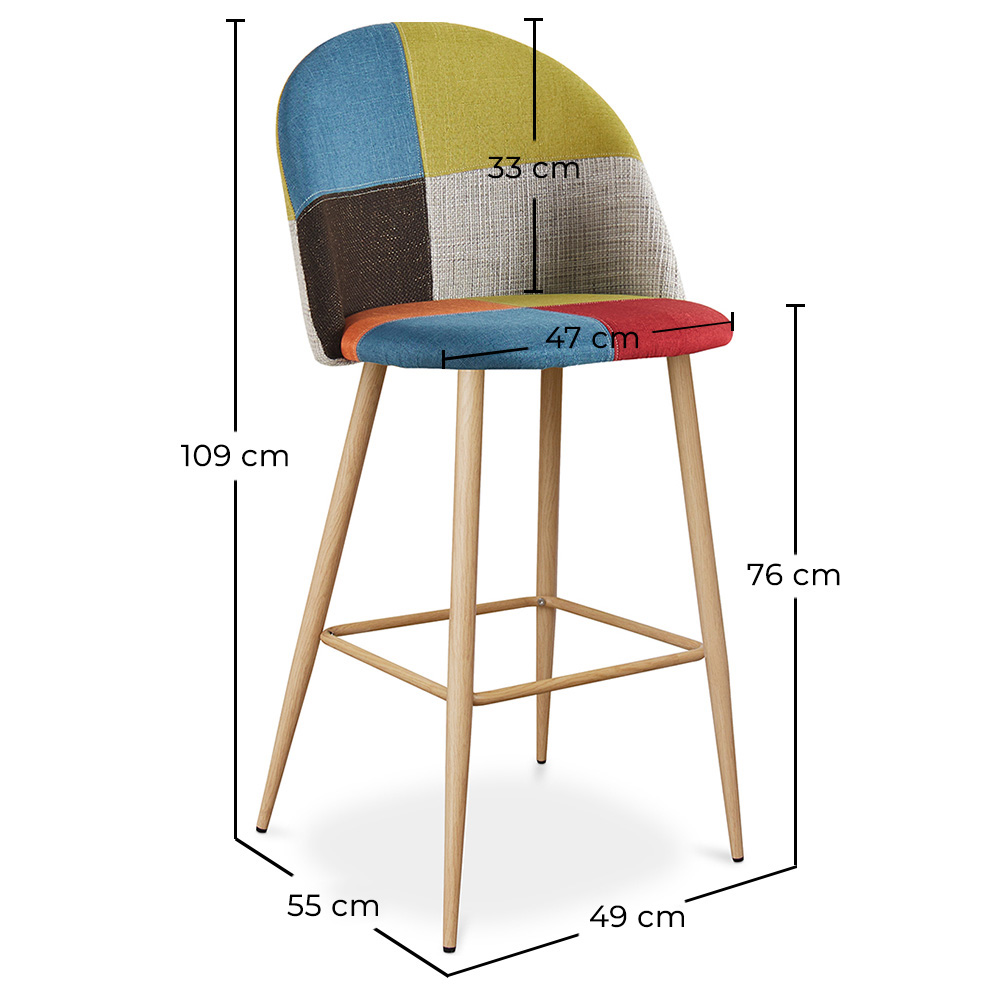 Tabouret Rembourré en Patchwork - Style Scandinave - Evelyne image 10