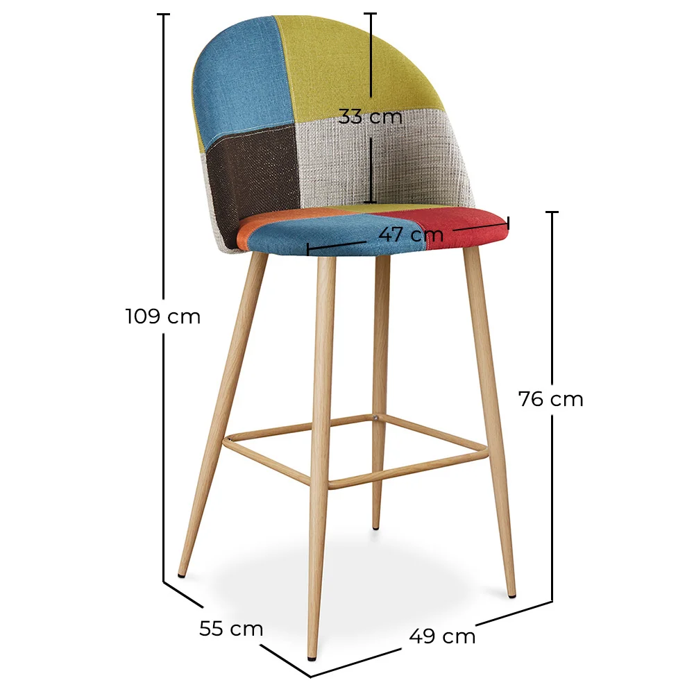 Tabouret Rembourré en Patchwork - Style Scandinave - Evelyne image 10