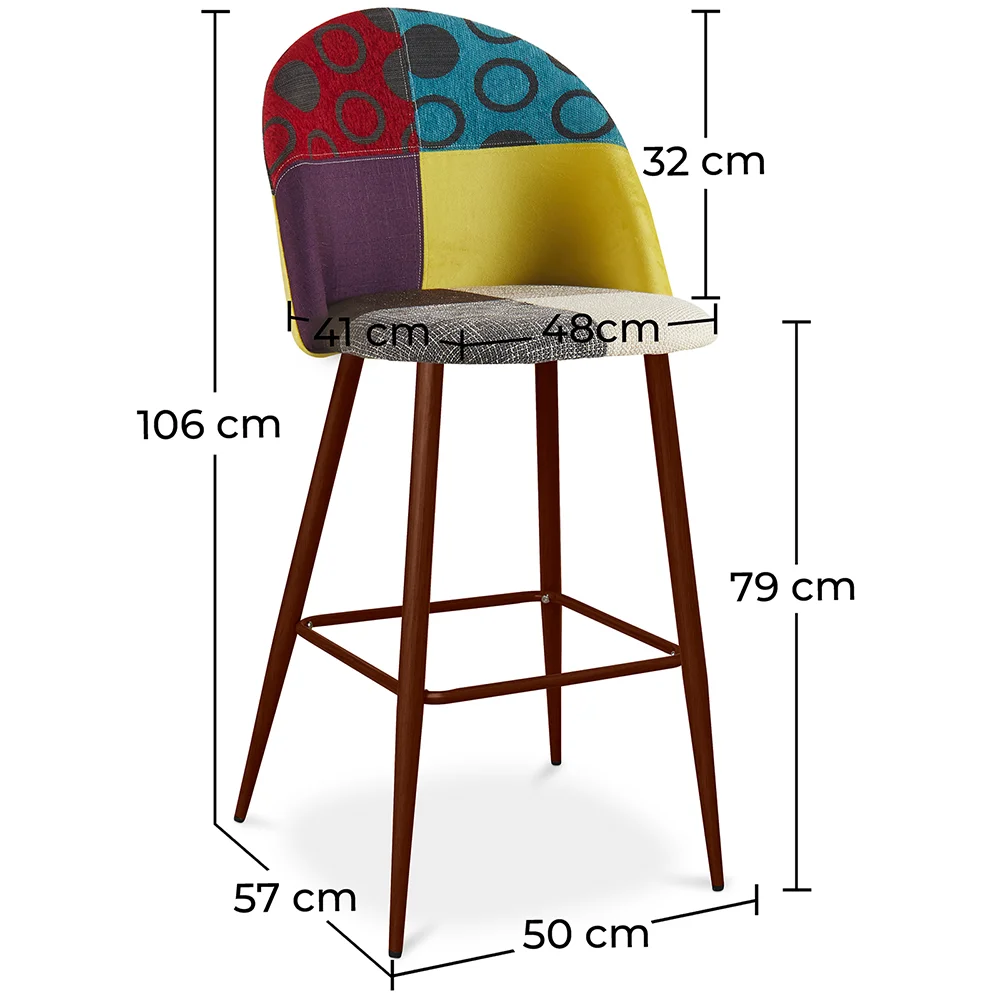 Tabouret Rembourré en Patchwork - Style Scandinave - Ray image 10