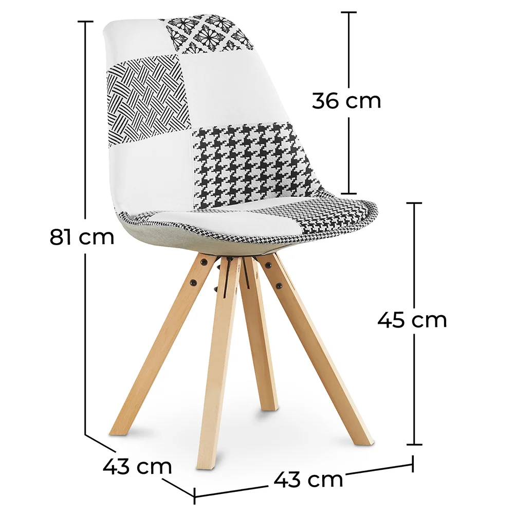 Chaise de salle à manger - tapissée en patchwork noir et blanc - Denisse image 10