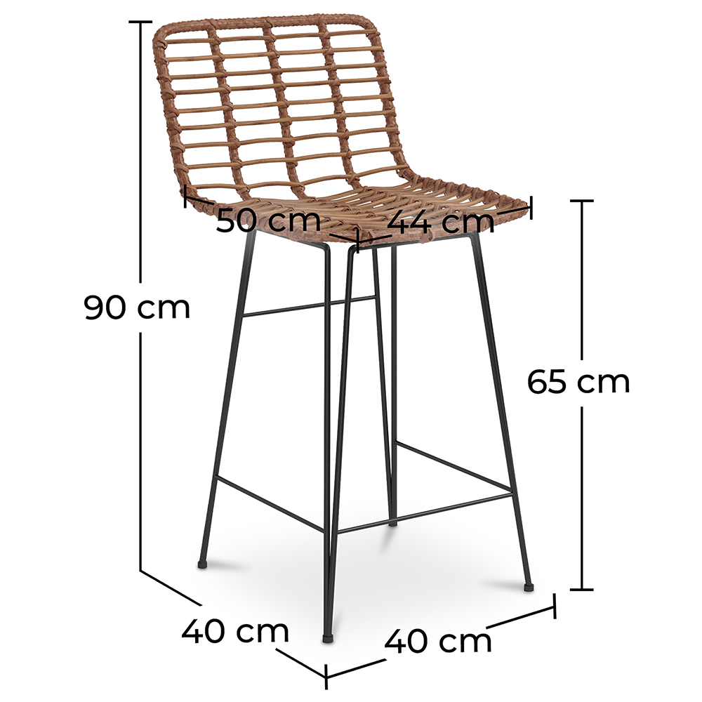 Tabouret de bar en osier - Boho Bali Design -65cm - Catori image 10