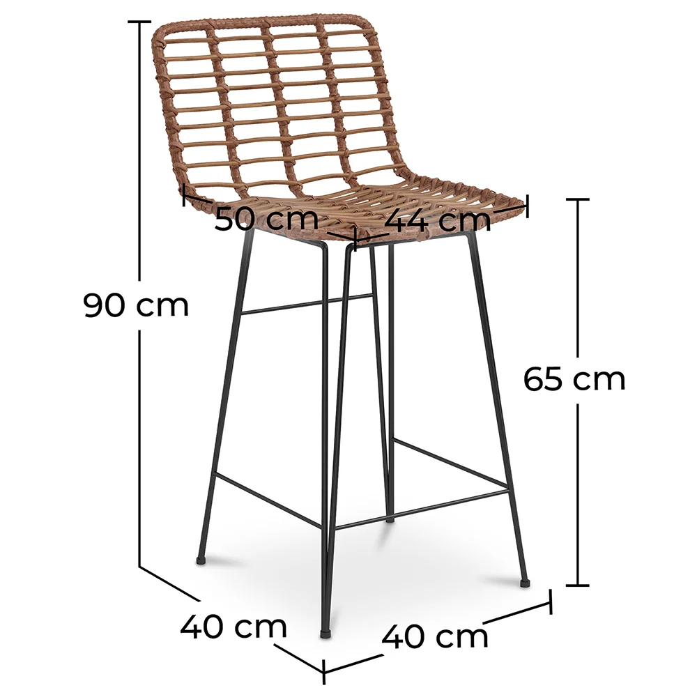 Tabouret de bar en osier - Boho Bali Design -65cm - Catori image 10