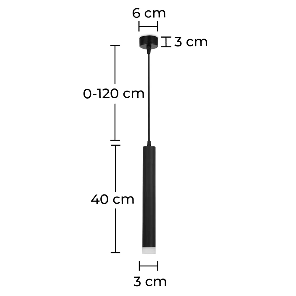 Lampe de plafond en tube - Lampe suspendue LED - Noir - Bruna image 10