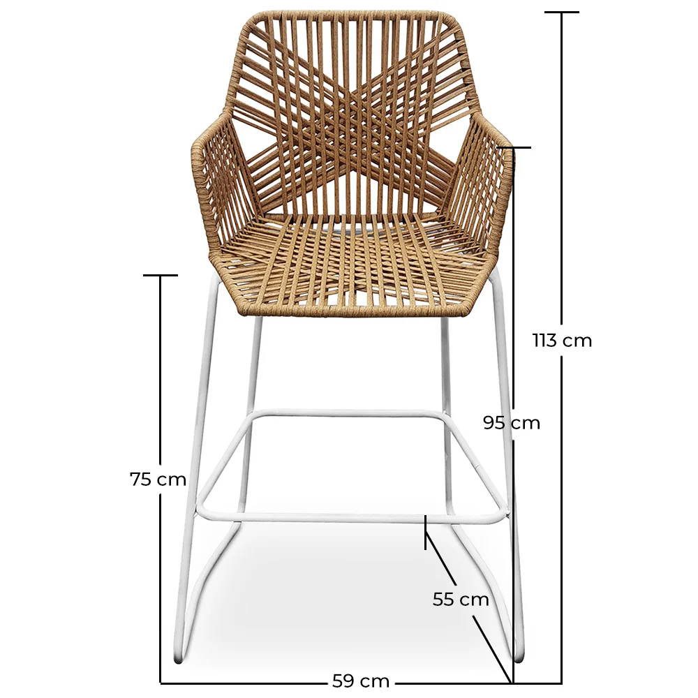 Tabouret Design Boho Bali en Rotin - 75cm - Tale image 10