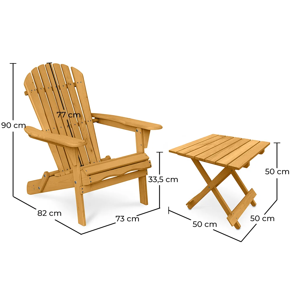 Pack Chaise d'extérieur et Table d'extérieur et de jardin - Bois - Alana image 10