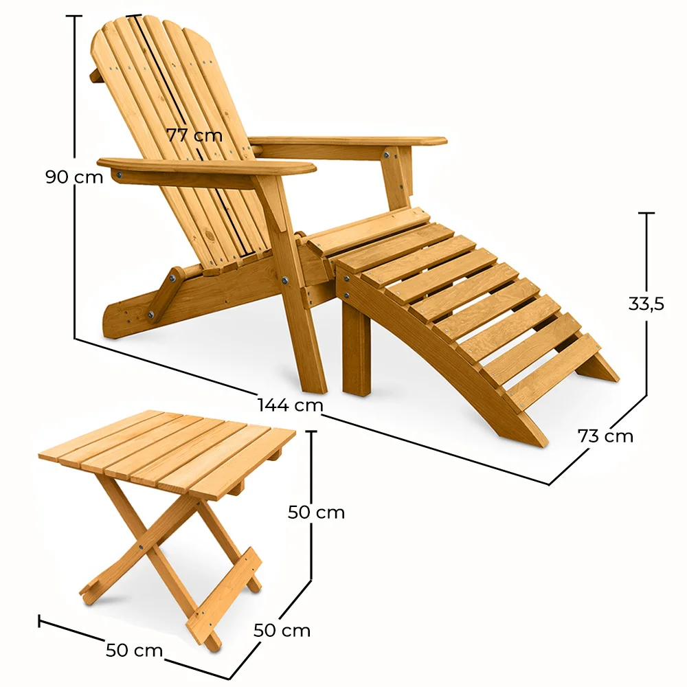 Pack Chaise d'extérieur avec pouf et table d'extérieur et de jardin - Bois - Alana image 10