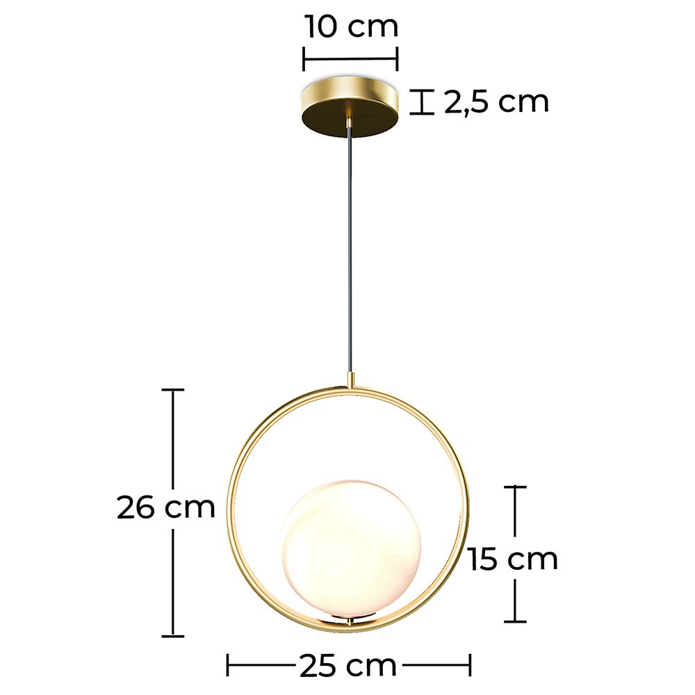 Lampe de plafond à globe - Lampe suspendue dorée - Glum image 10