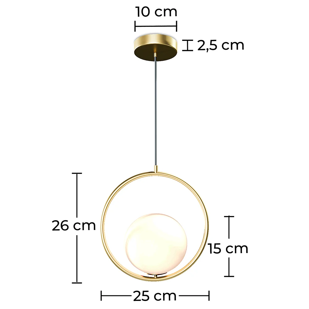 Lampe de plafond à globe - Lampe suspendue dorée - Glum image 10