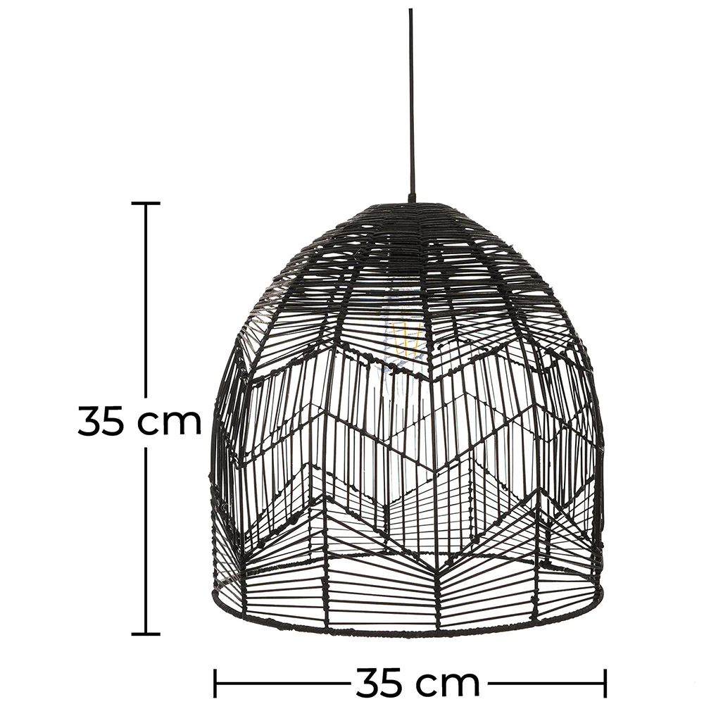 Lampe de plafond en rotin noir - Lampe suspendue au stile Boho Bali - Le image 10