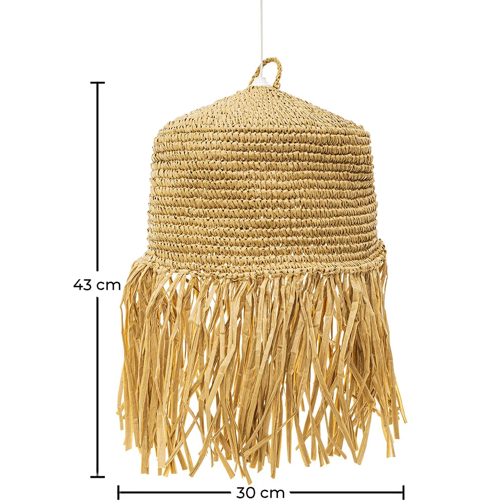 Lustre de plafond en raphia - Suspension de style Boho Bali - Lanui image 10