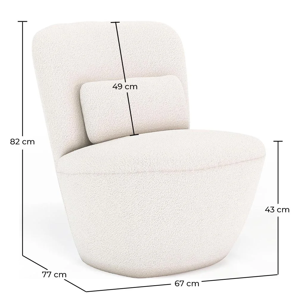 Fauteuil design En Bouclette Fausse Fourrure Tapissée - Boucles Blanches - Carla image 10