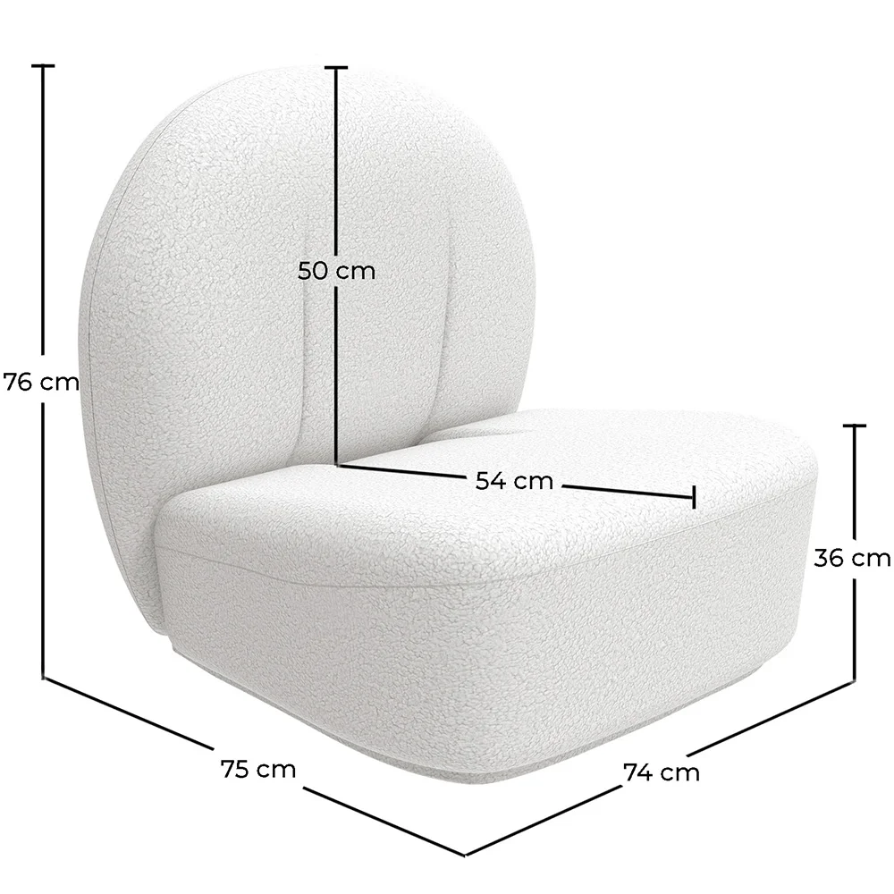 Fauteuil design En Bouclette Fausse Fourrure Tapissée - Boucles Blanches - Loraine image 10