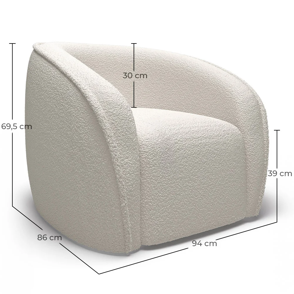 Fauteuil avec accoudoirs - Tapissé en tissu bouclé - Seral image 10