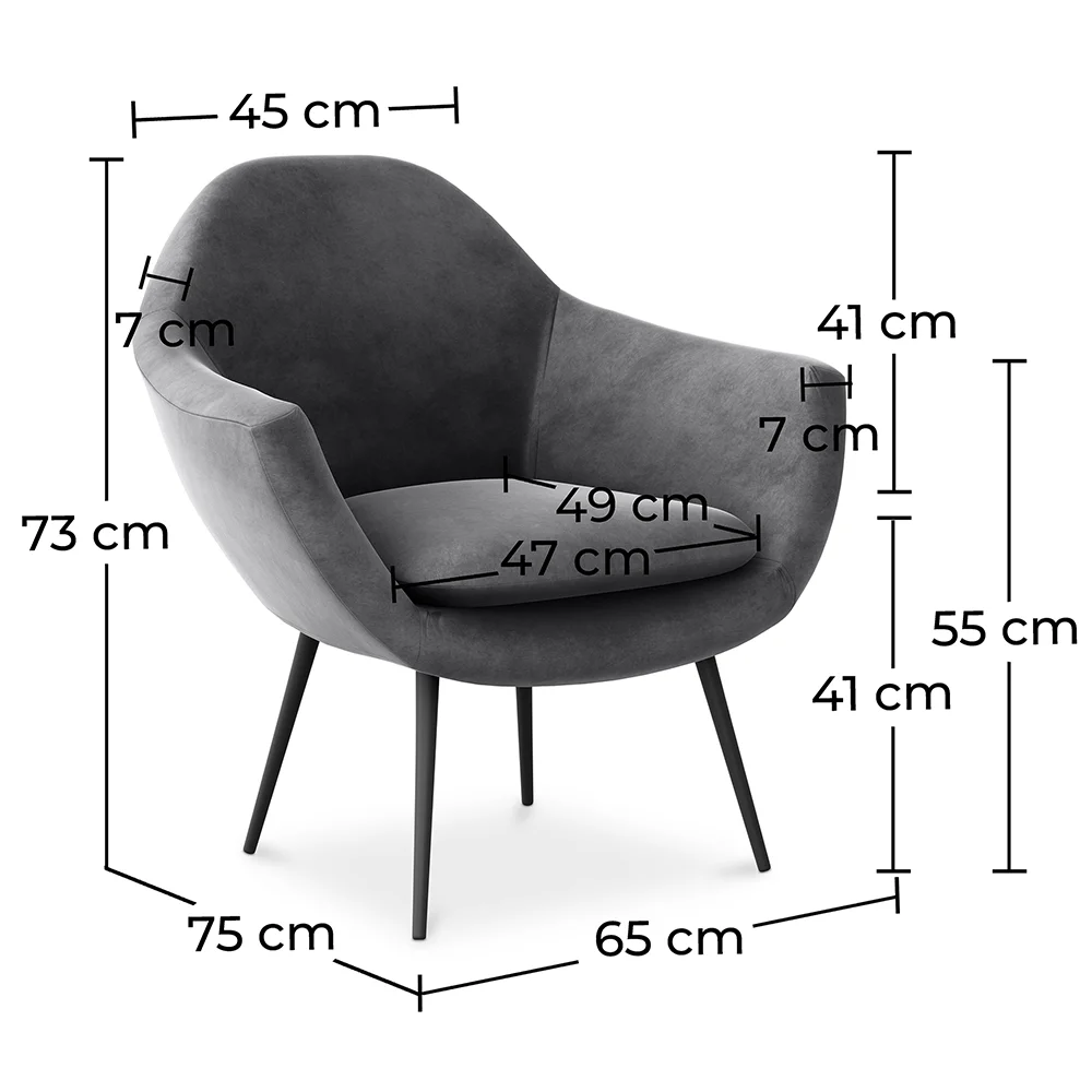 Fauteuil avec Accoudoirs - Revêtu de Velours - Eila image 10