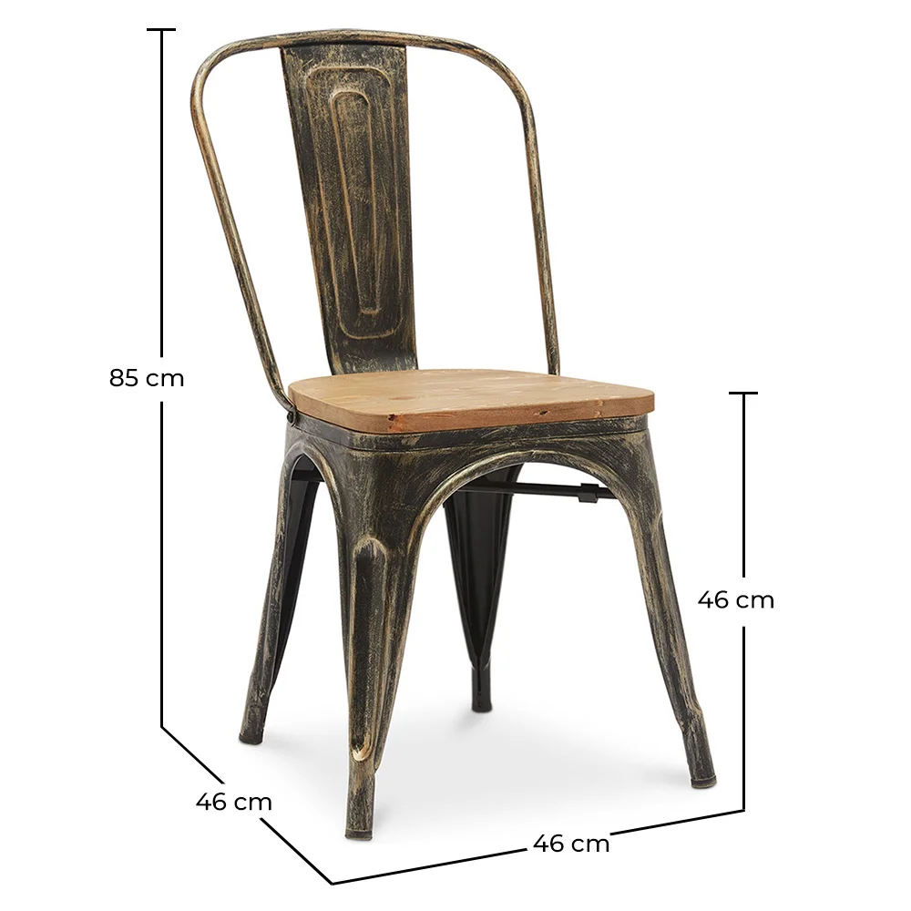 Chaise de salle à manger - Design industriel - Acier et bois - Nouvelle édition - Stylix image 10
