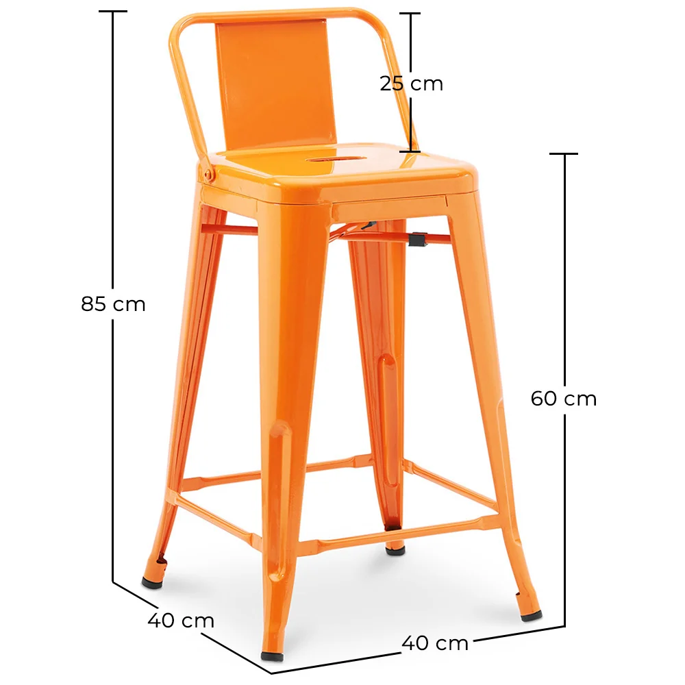 Tabouret de bar avec dossier - Design industriel - 60cm - Nouvelle édition - Stylix image 10