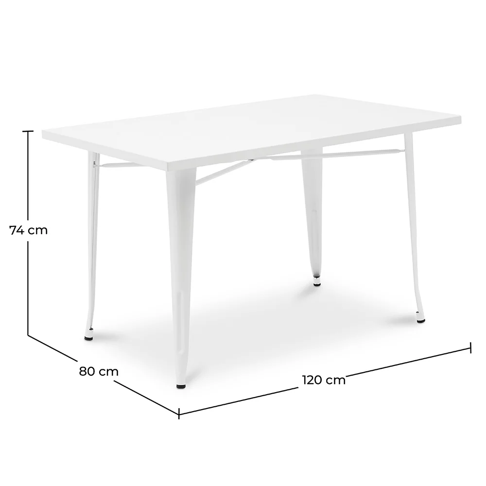 Table à manger rectangulaire - Design industriel - Métal blanc - Ashi image 10