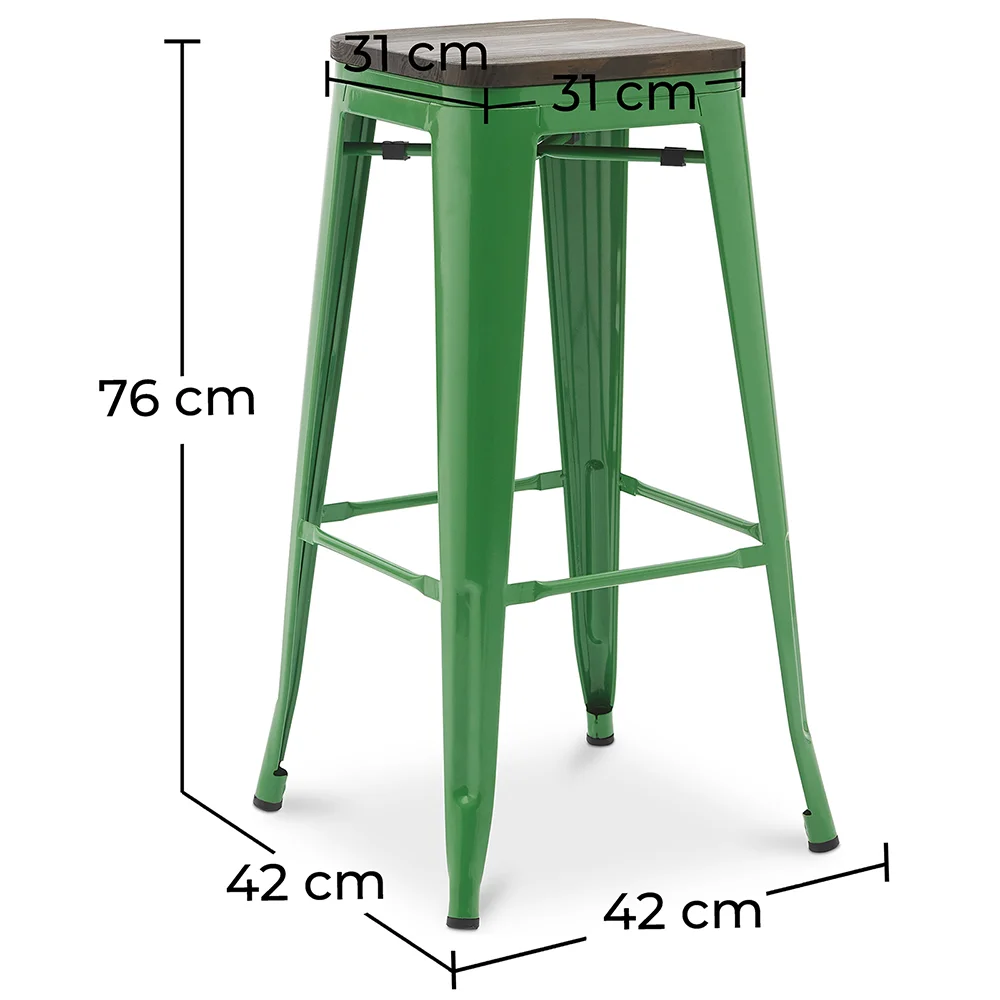Tabouret de bar - Design industriel - Bois et acier - 76 cm - New Edition- Stylix image 10