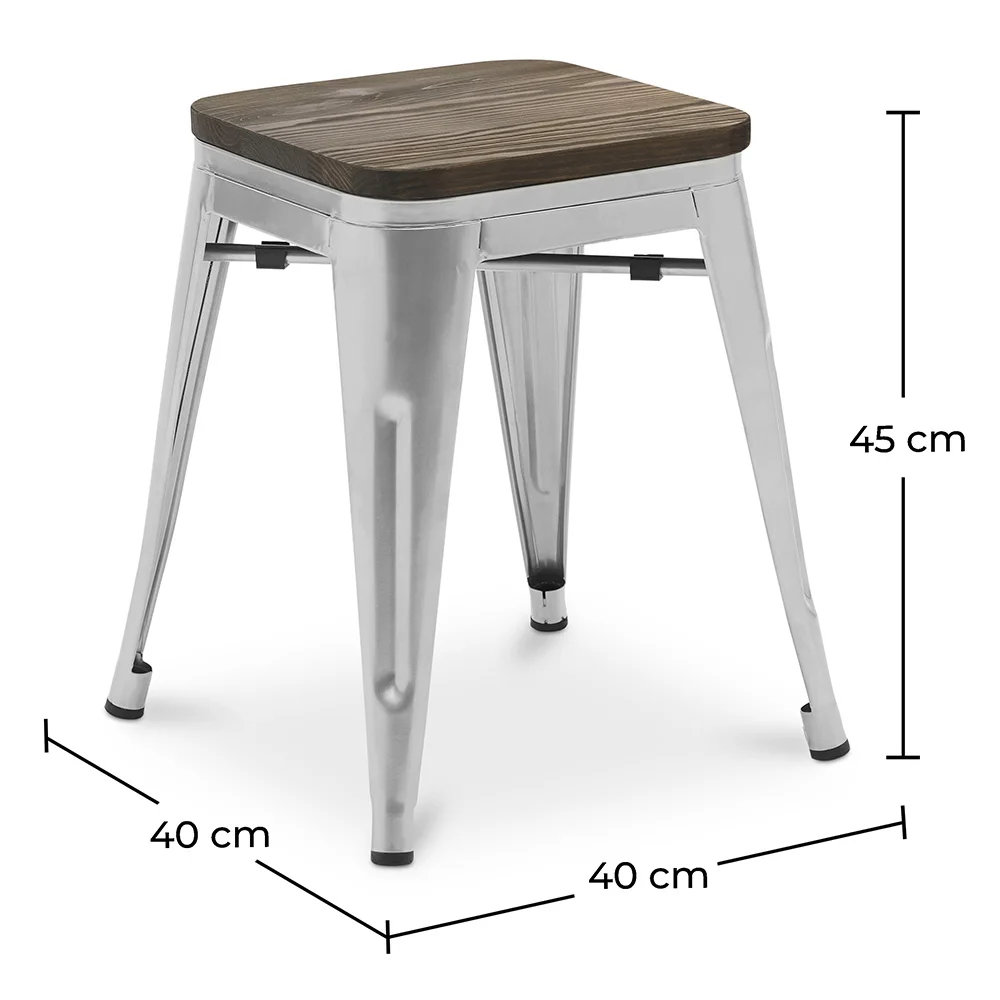 Tabouret de Bar Design Industriel - Bois & Métal - 45 cm - Nouvelle Edition - Stylix image 10