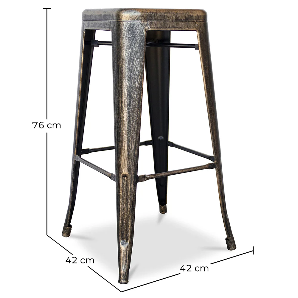 Tabouret de bar – Style industriel – Acier – 76 cm – Stylix image 10