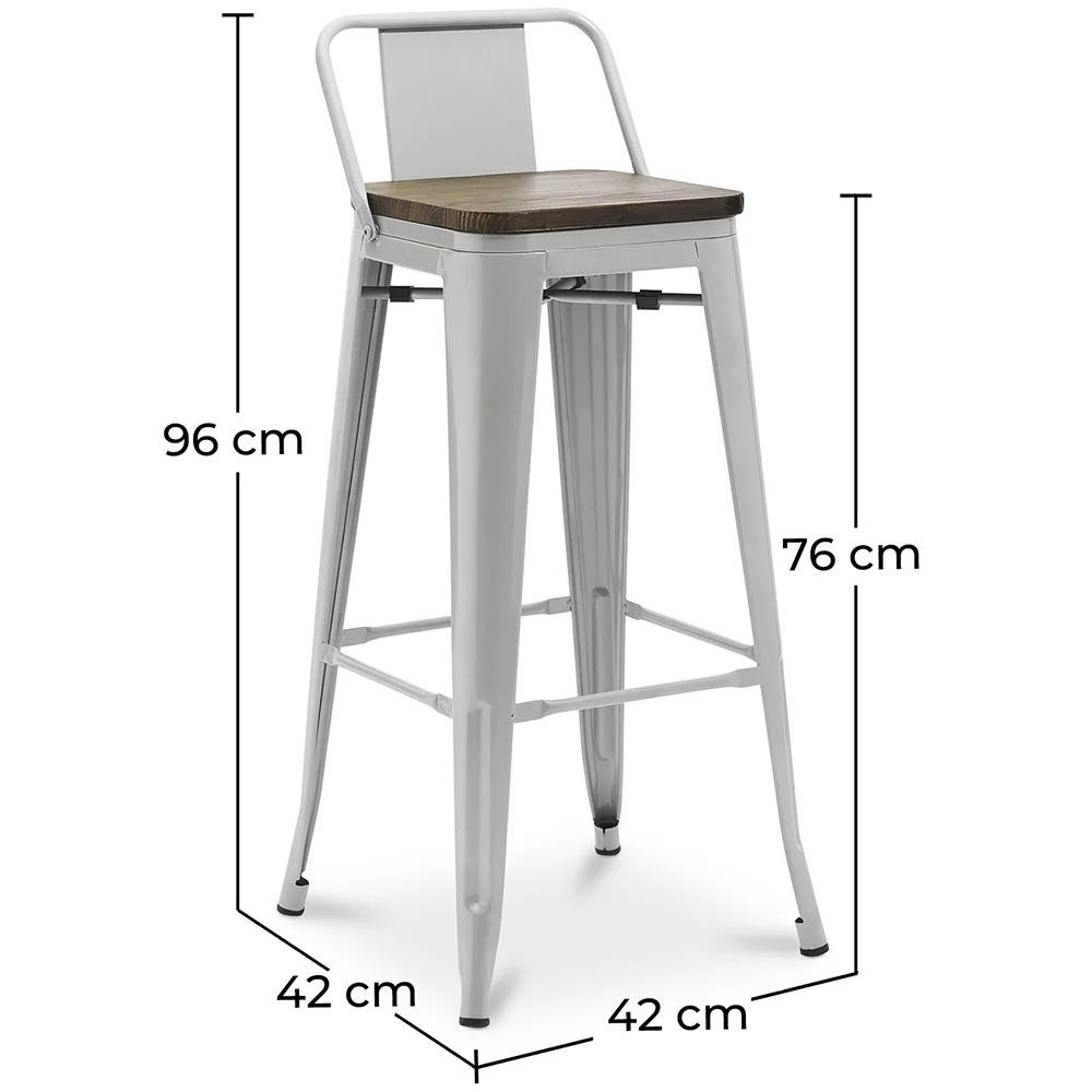 Tabouret de Bar - Design Industriel - Bois et Acier - 76cm - Stylix image 10