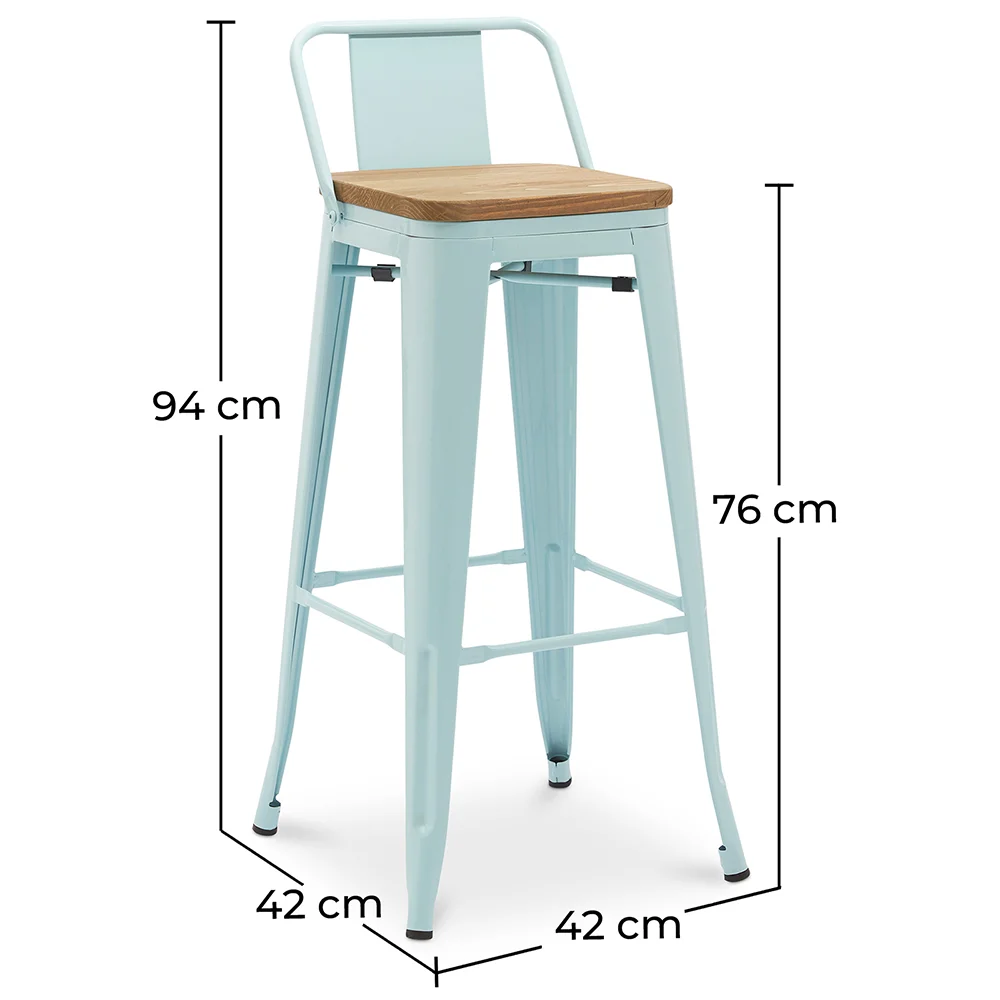 Tabouret de bar avec dossier - Design industriel - Bois et acier - 76cm - Nouvelle édition - Stylix image 10