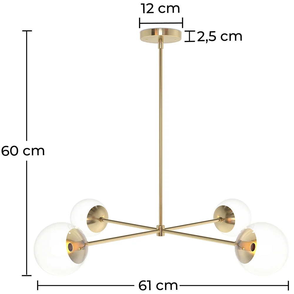 Lustre de plafond doré - Suspension design - 4 bras - Luba image 10