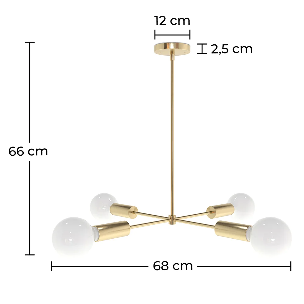 Lustre de plafond doré - Suspension design - 4 bras - Retan image 10