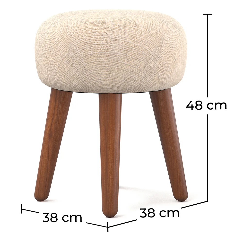 Tabouret Rond Rembourré en Tissu - Style Boho Bali - Hiwal image 10