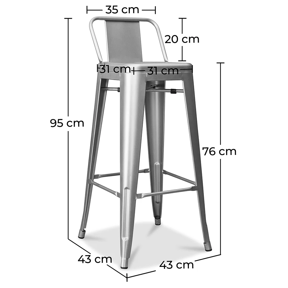 Tabouret de bar avec dossier - Design industriel - 76cm - Nouvelle édition - Stylix image 10
