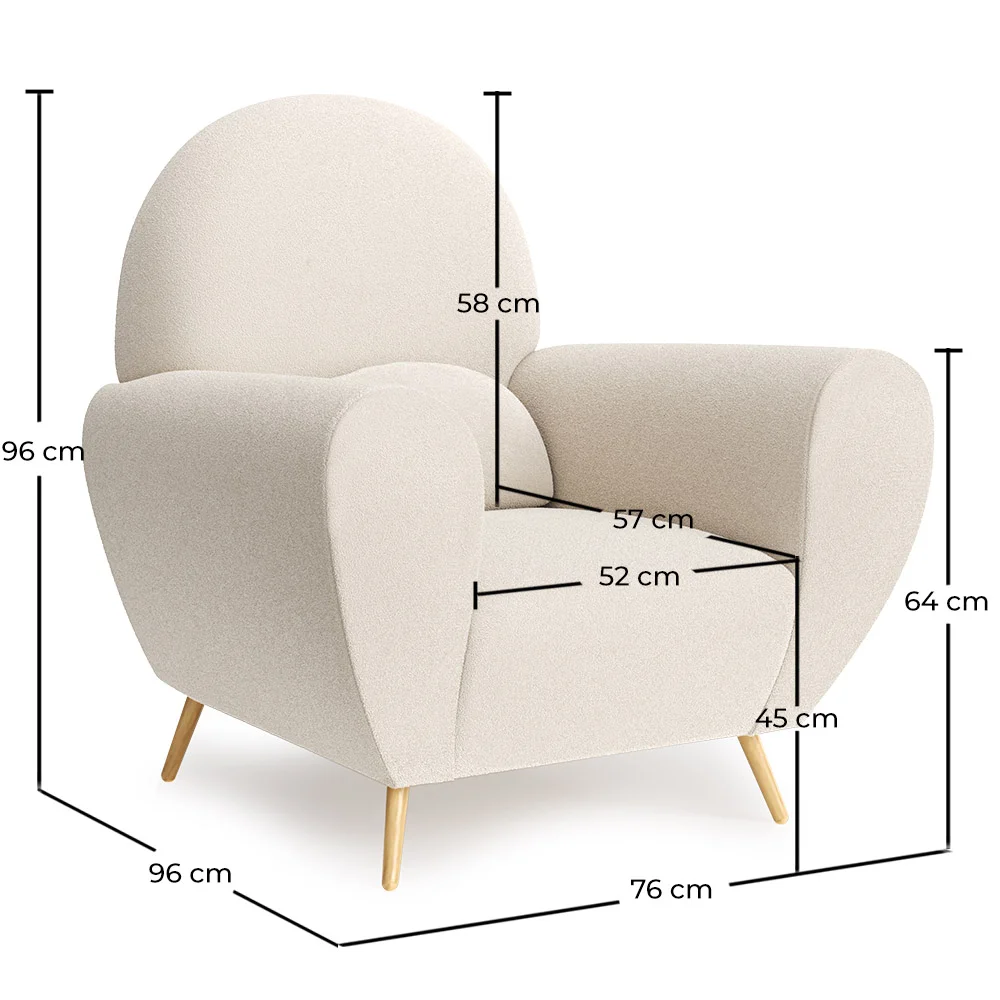 Fauteuil avec Accoudoirs En Bouclette Fausse Fourrure Tapissée - Boucles Blanches - Belise image 10