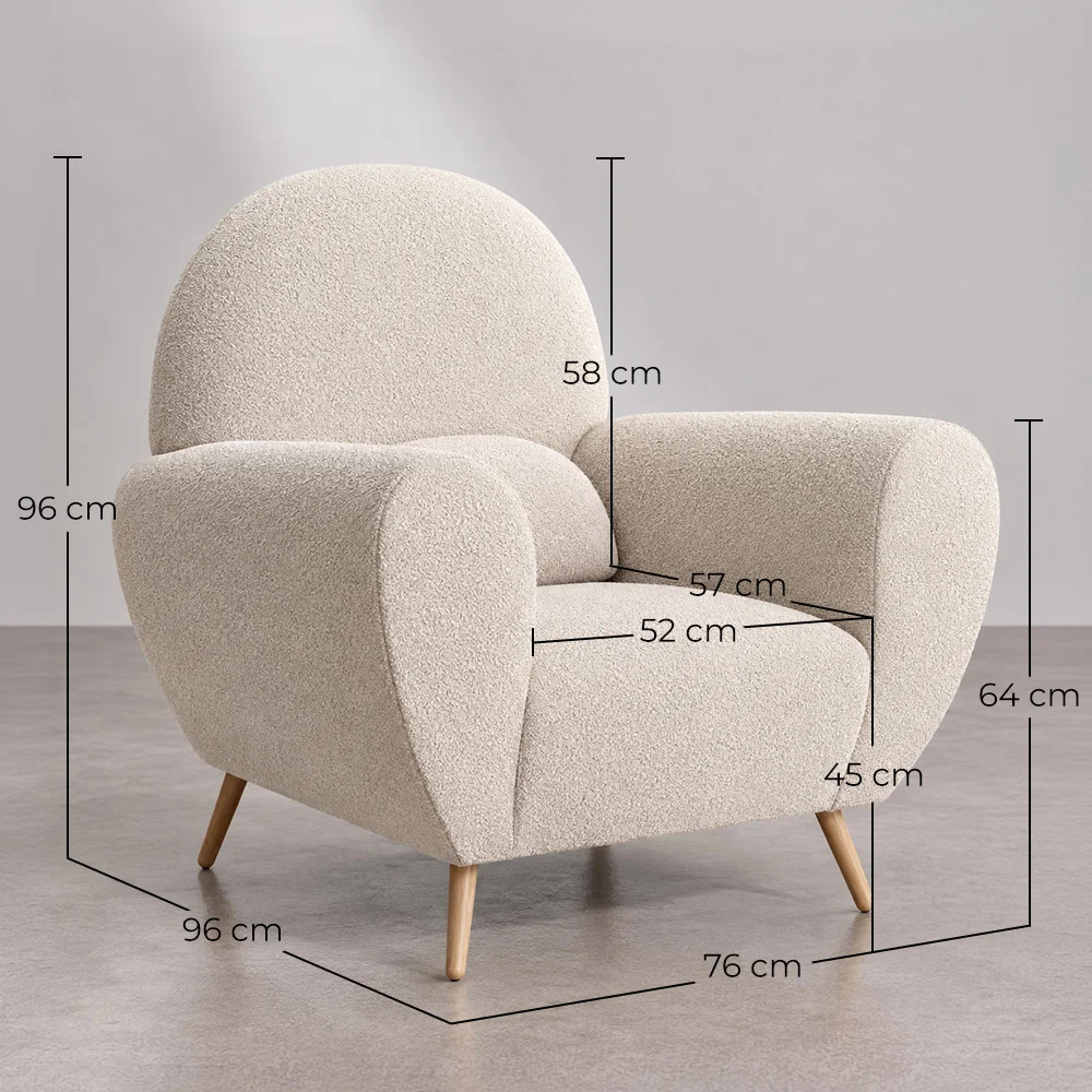 Fauteuil avec accoudoirs - Rembourré en tissu Bouclette - Belise image 10