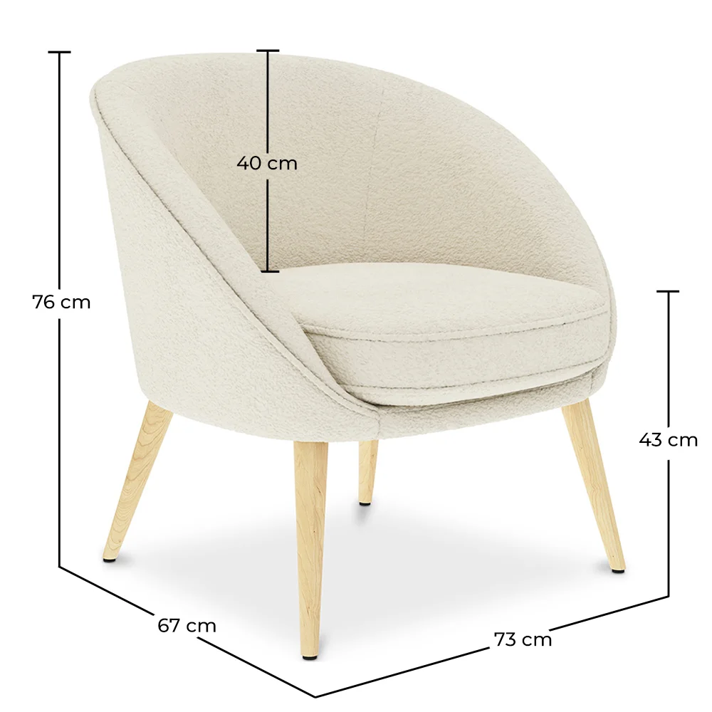 Fauteuil avec Accoudoirs En Bouclette Fausse Fourrure Tapissée - Boucles Blanches - Pimba image 10