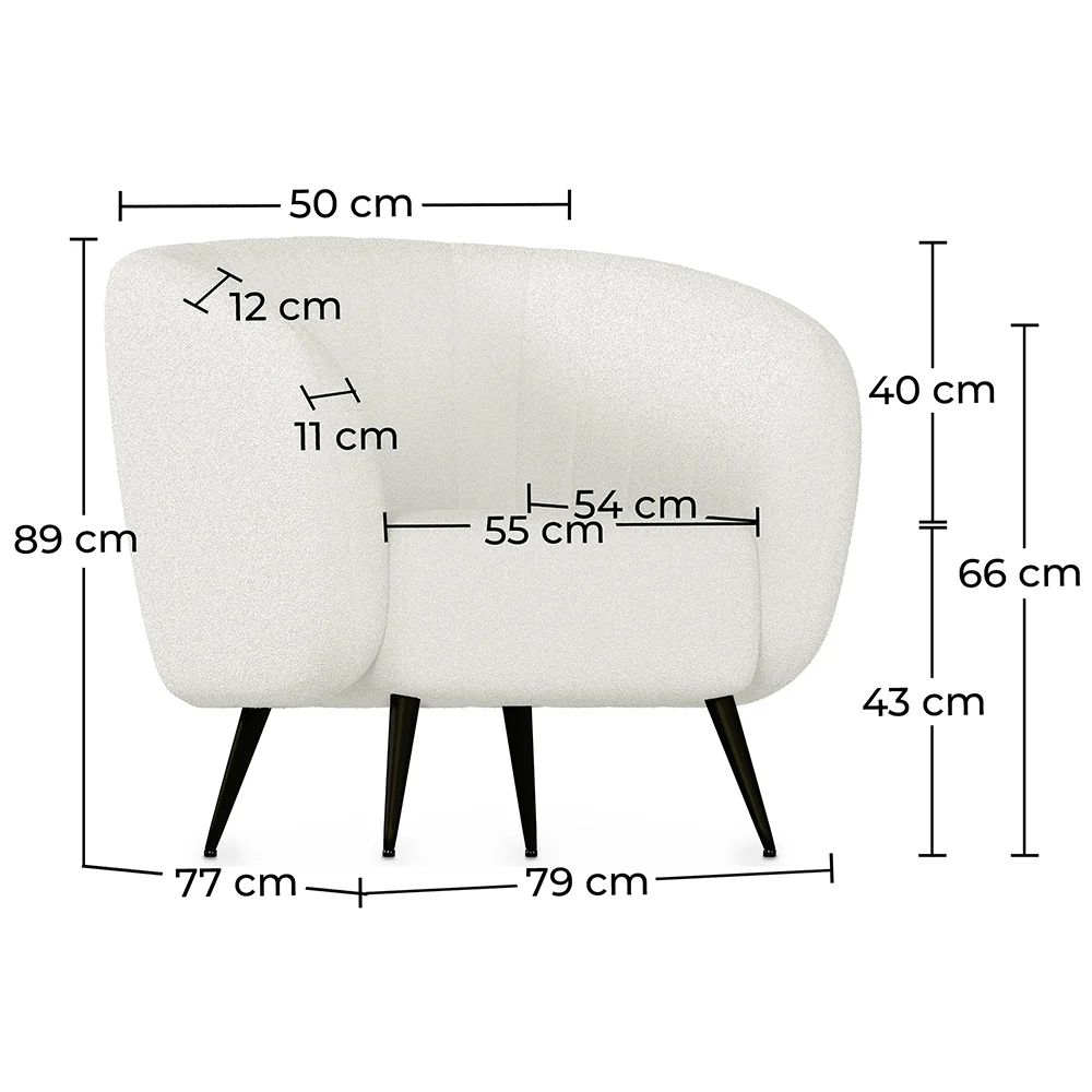Fauteuil avec Accoudoirs En Bouclette Fausse Fourrure Tapissée - Boucles Blanches - Nuba image 10