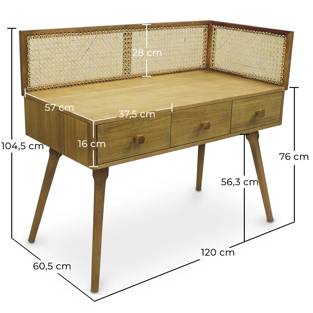 Bureau style Cannage Design en bois naturel - Oka image 10