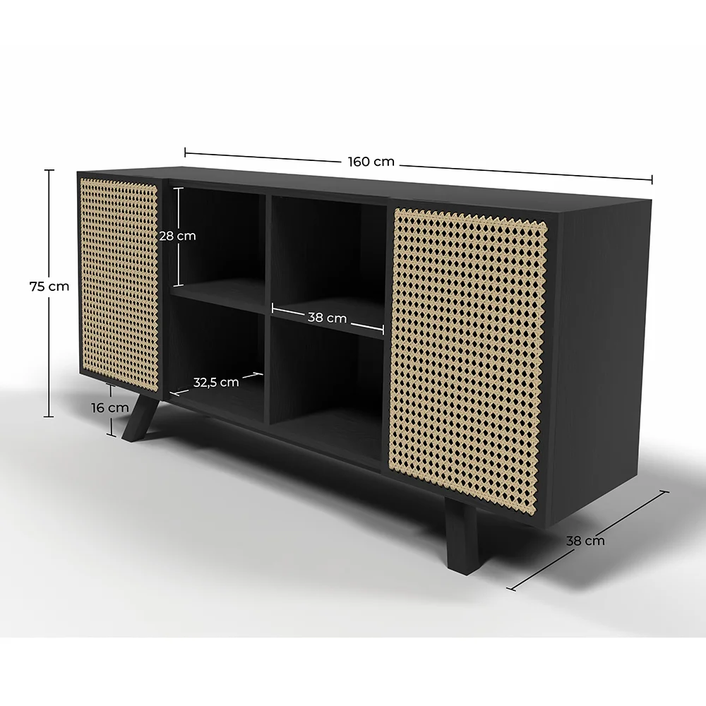 Buffet en Bois Naturel - Stile Vintage - Noir - Edan image 10