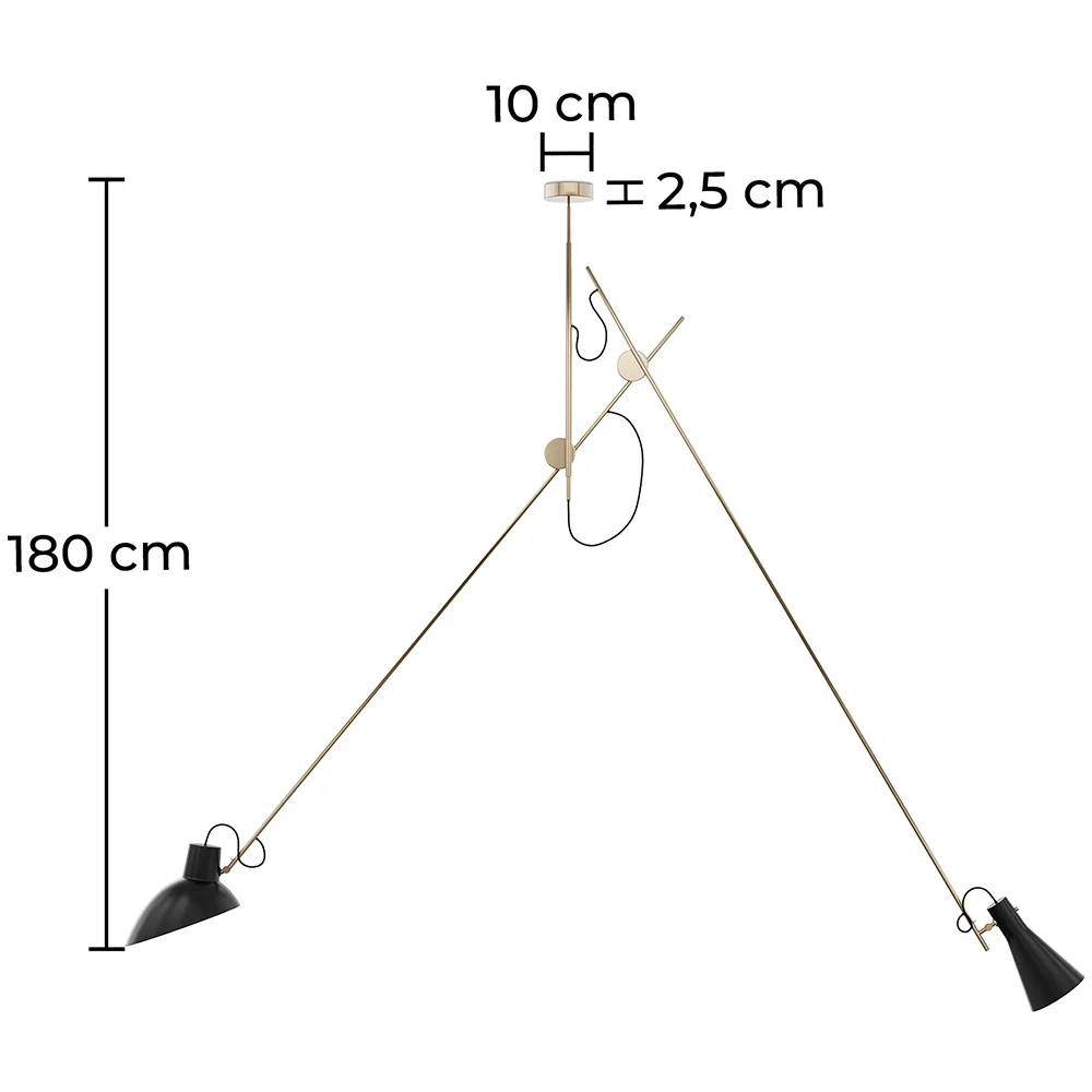 Lampe de plafond à bras articulés - Lampe suspendue - 2 bras - Pats image 10