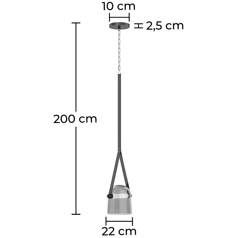 Lustre de plafond - Suspension - Cuir et verre - Bim image 10