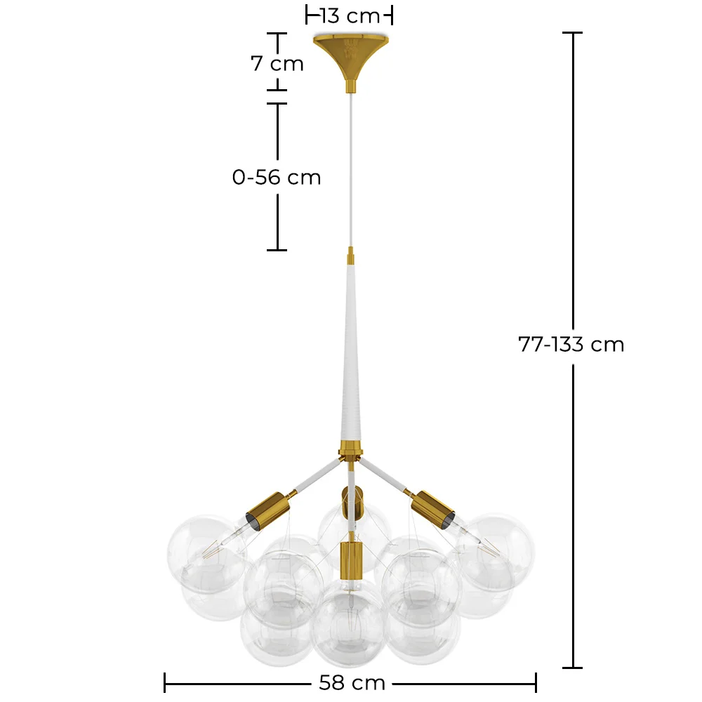 Lustre de plafond en boules de verre - Suspension design - 12 globes - Glaub image 10