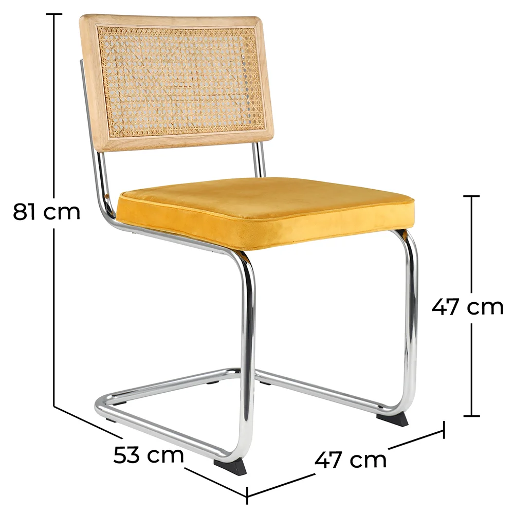 Chaise de salle à manger - tapissée de velours - Bois et rotin - Martha image 10