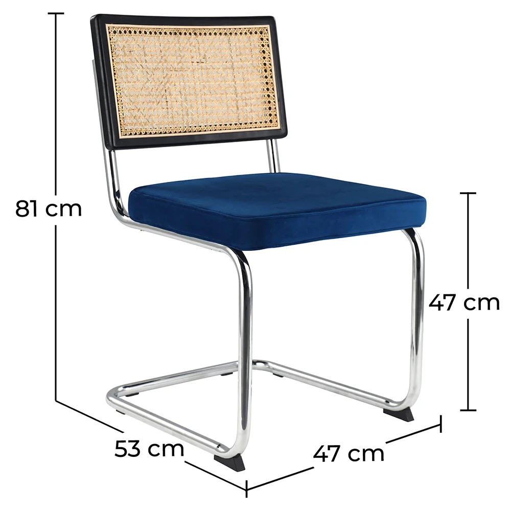 Chaise de salle à manger - Tapissée de velours - Bois et rotin - Hyre image 10