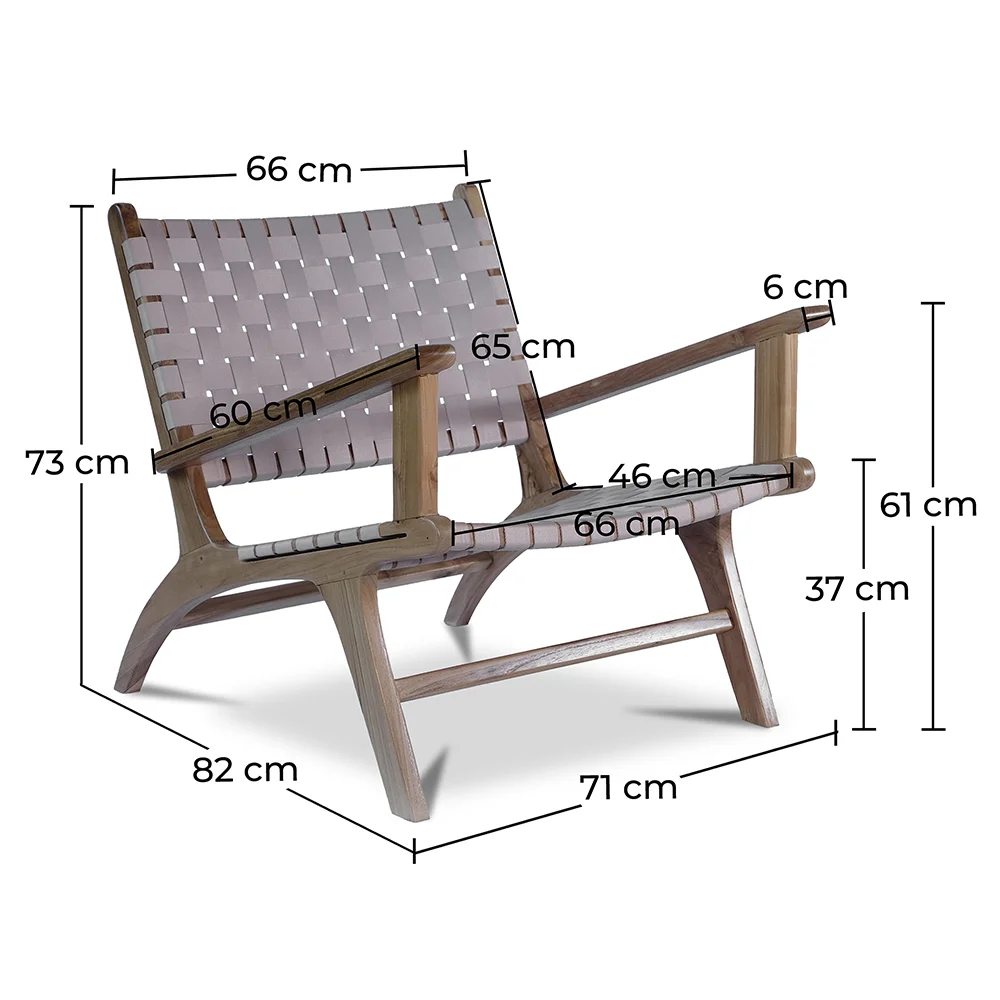 Fauteuil de Salon avec Accoudoirs - Fauteuil de Design Boho Bali - Bois et Lin - Recia image 10