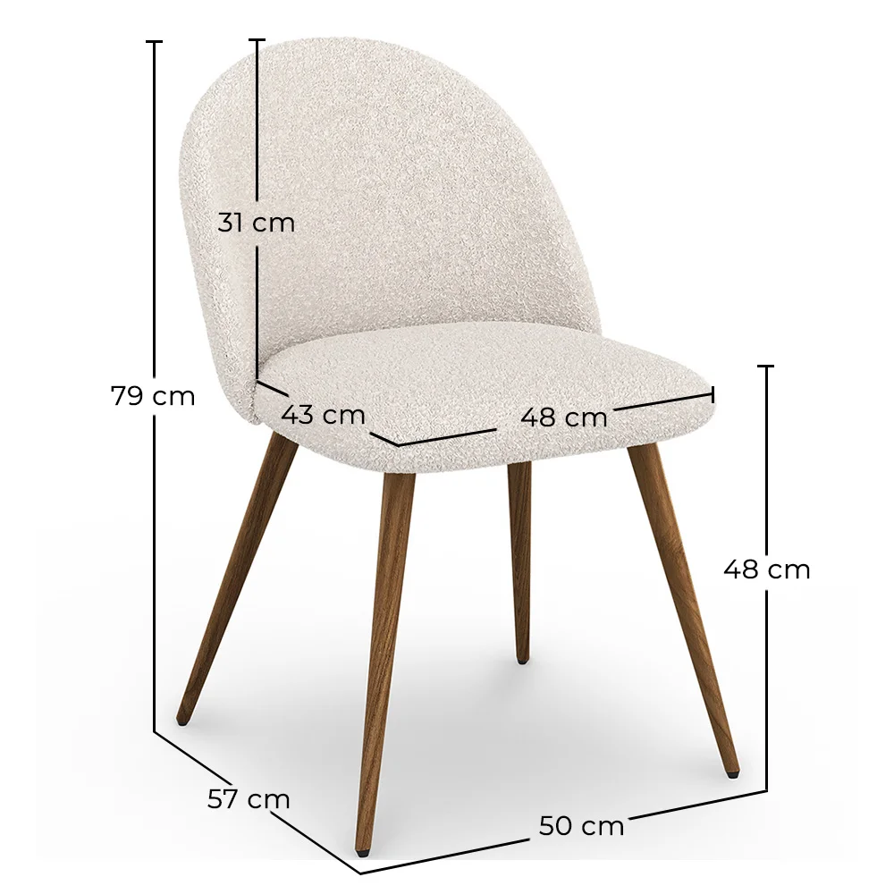 Chaise de salle à manger - Tapissée en tissu bouclé - Scandinave - Evelyne image 10